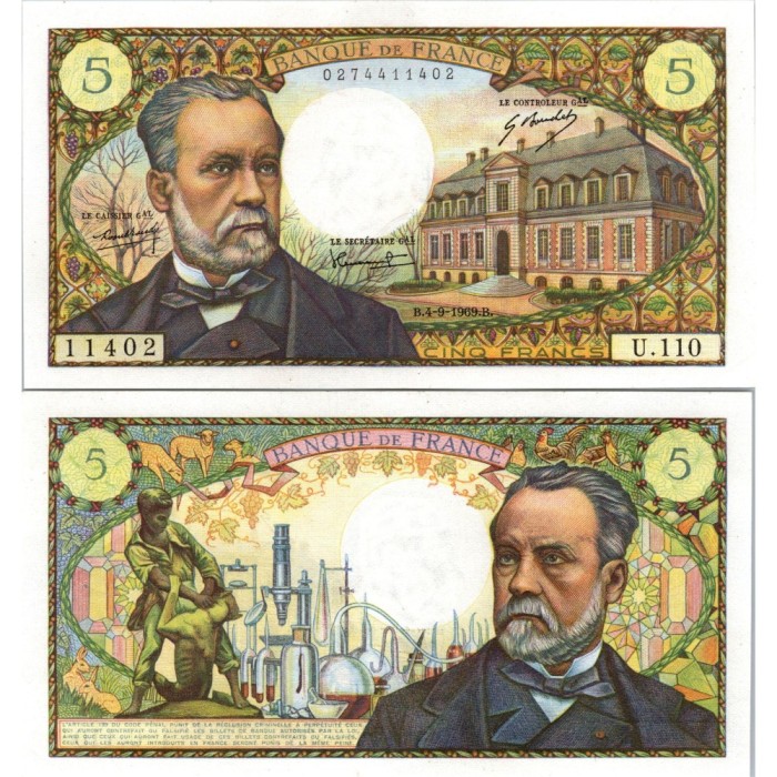 5 Francs Pasteur - 4/09/1969 - F.61.11 - Alph 110 - SPL