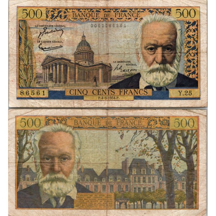 500 Francs Victor Hugo - 4/03/1954 - F.35.02 - Alph 25 - TB