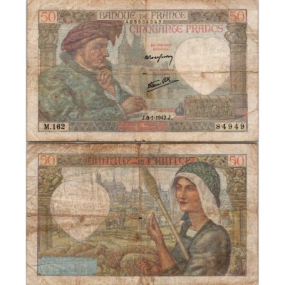 50 Francs Jacques Cœur - 8/01/1942 - F.19.18 - Alph 162 - TB