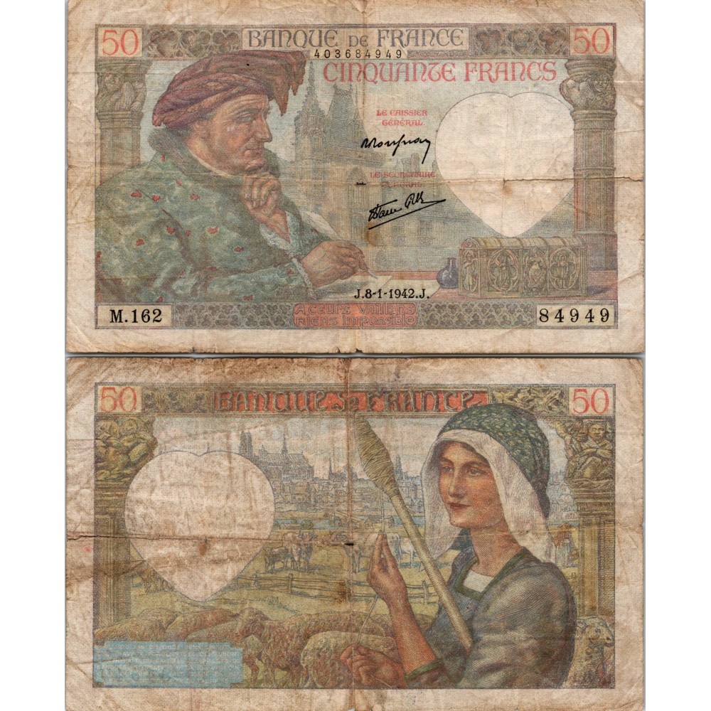 50 Francs Jacques Cœur - 8/01/1942 - F.19.18 - Alph 162 - TB
