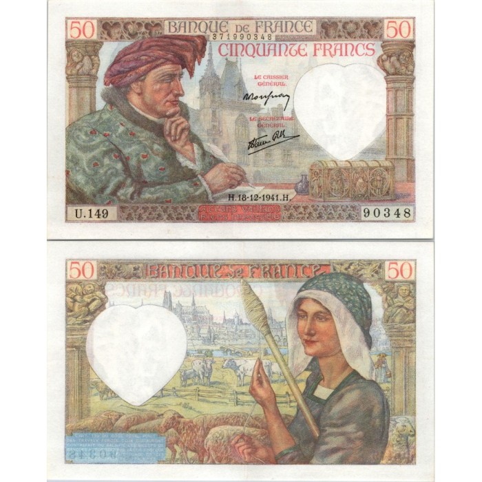 50 Francs Jacques Cœur - 18/12/1941 - F.19.17 - Alph 149 - SPL