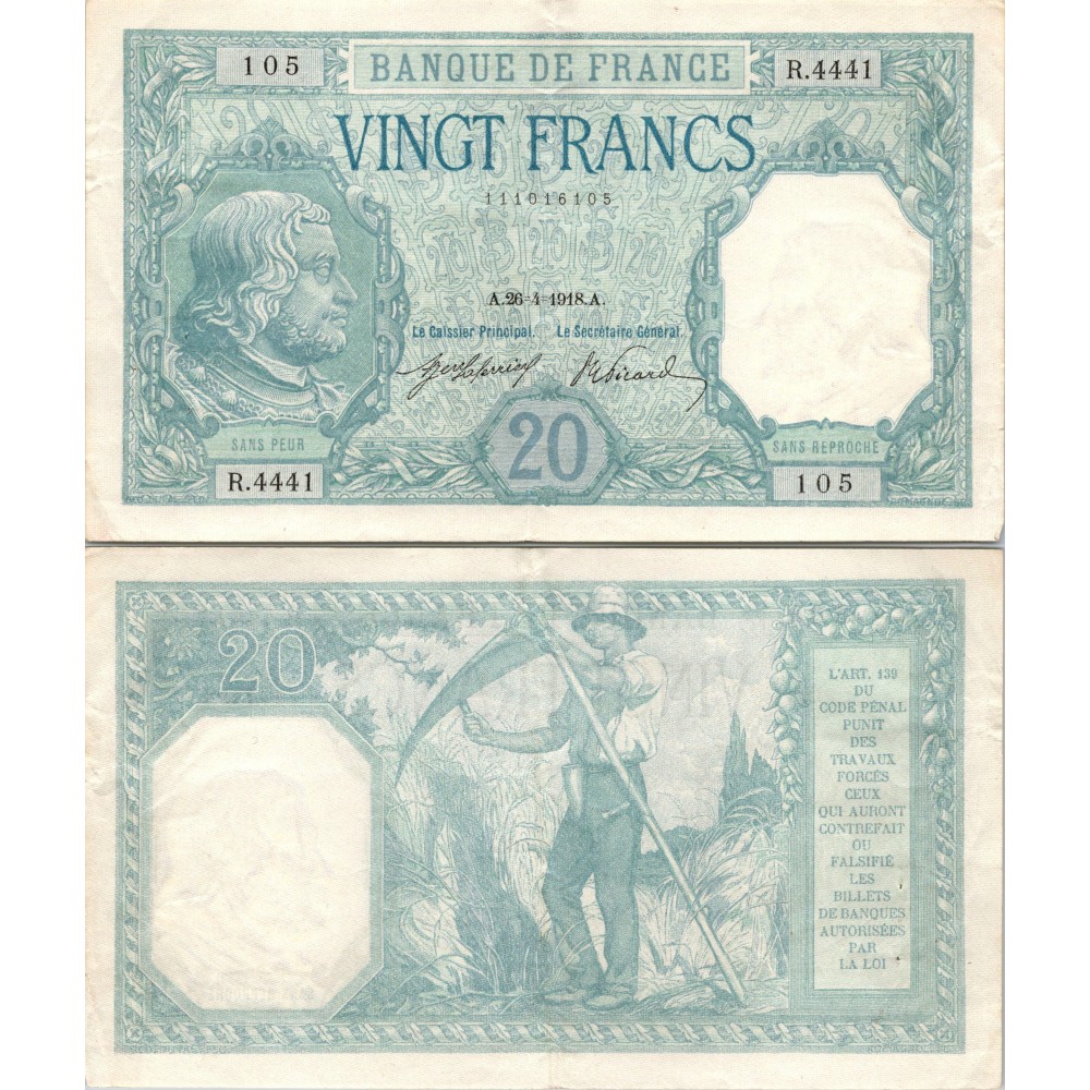 20 Francs Bayard - 26/04/1918 - F.11.03a - Alph 4441 - SUP