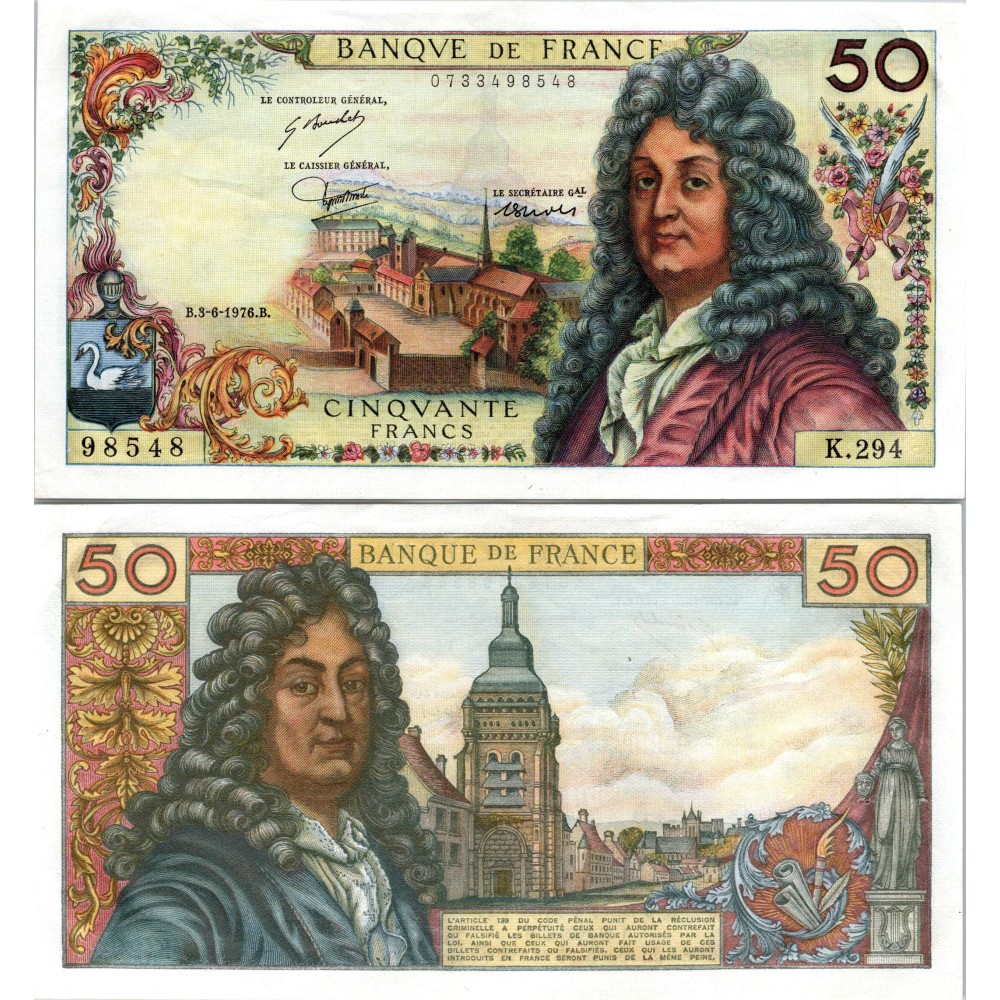 50 Francs Racine - 3/06/1976 - F.64.33 - Alph 294 - SUP