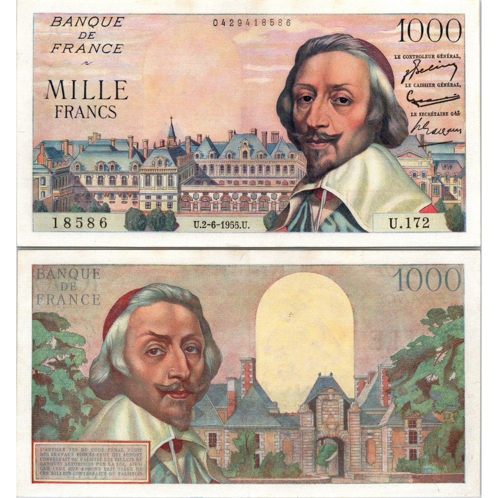 1000 Francs Richelieu - 2/06/1955 - F.42.14 - Alph 172 - SPL