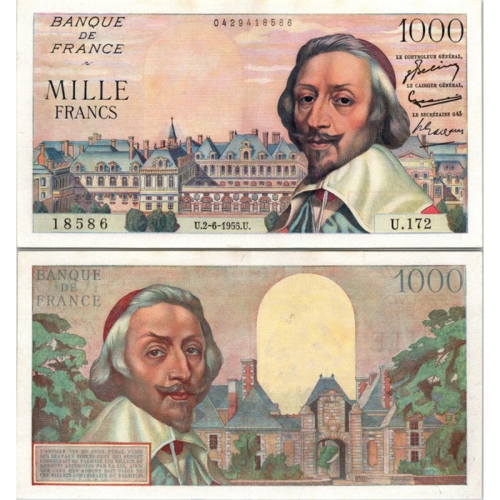 1000 Francs Richelieu - 2/06/1955 - F.42.14 - Alph 172 - SPL