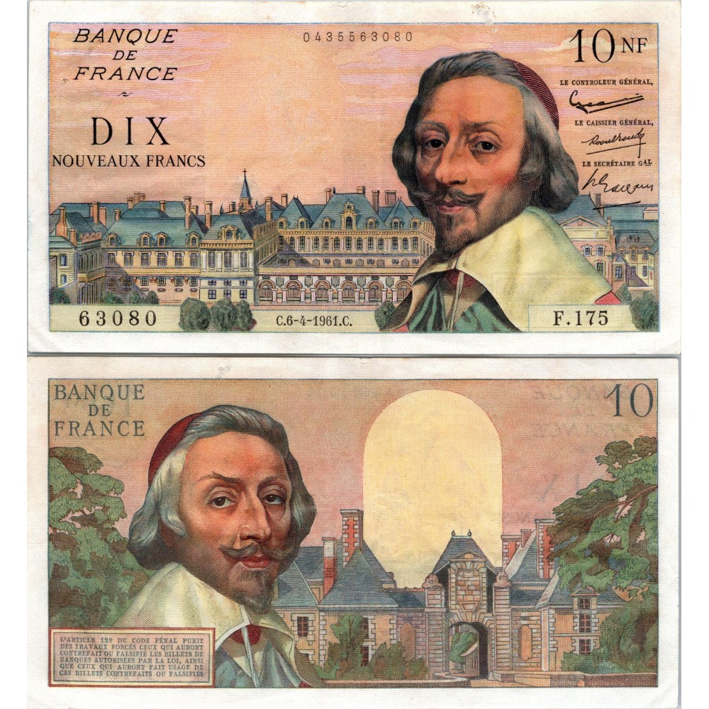 10 Nouveaux Francs Richelieu - 6/04/1961 - F.57.15 - Alph 175 - SPL