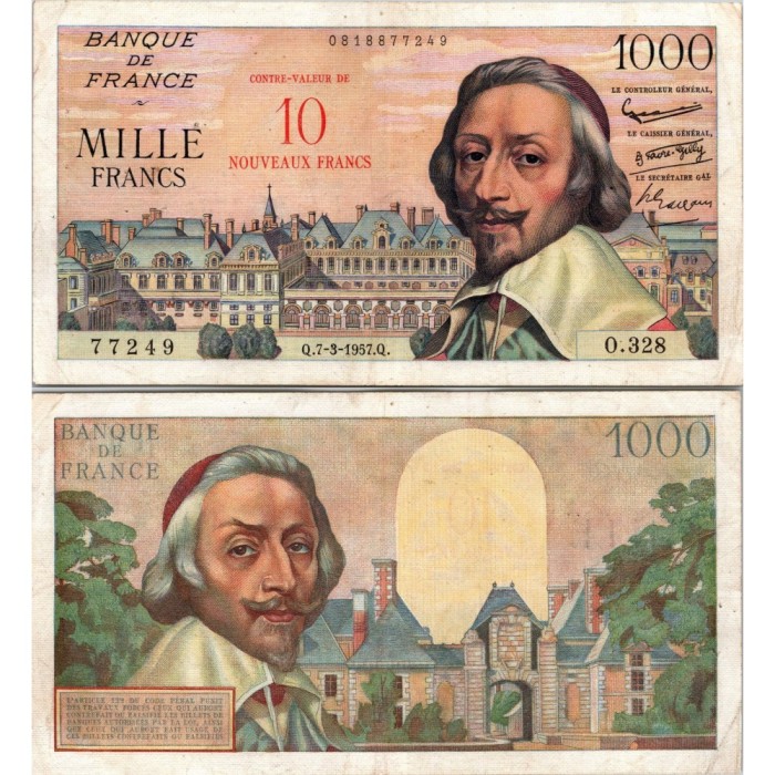 10 NF SUR 1000 Francs Richelieu - 7/03/1957 - F.53.01 - Alph 328 - SUP