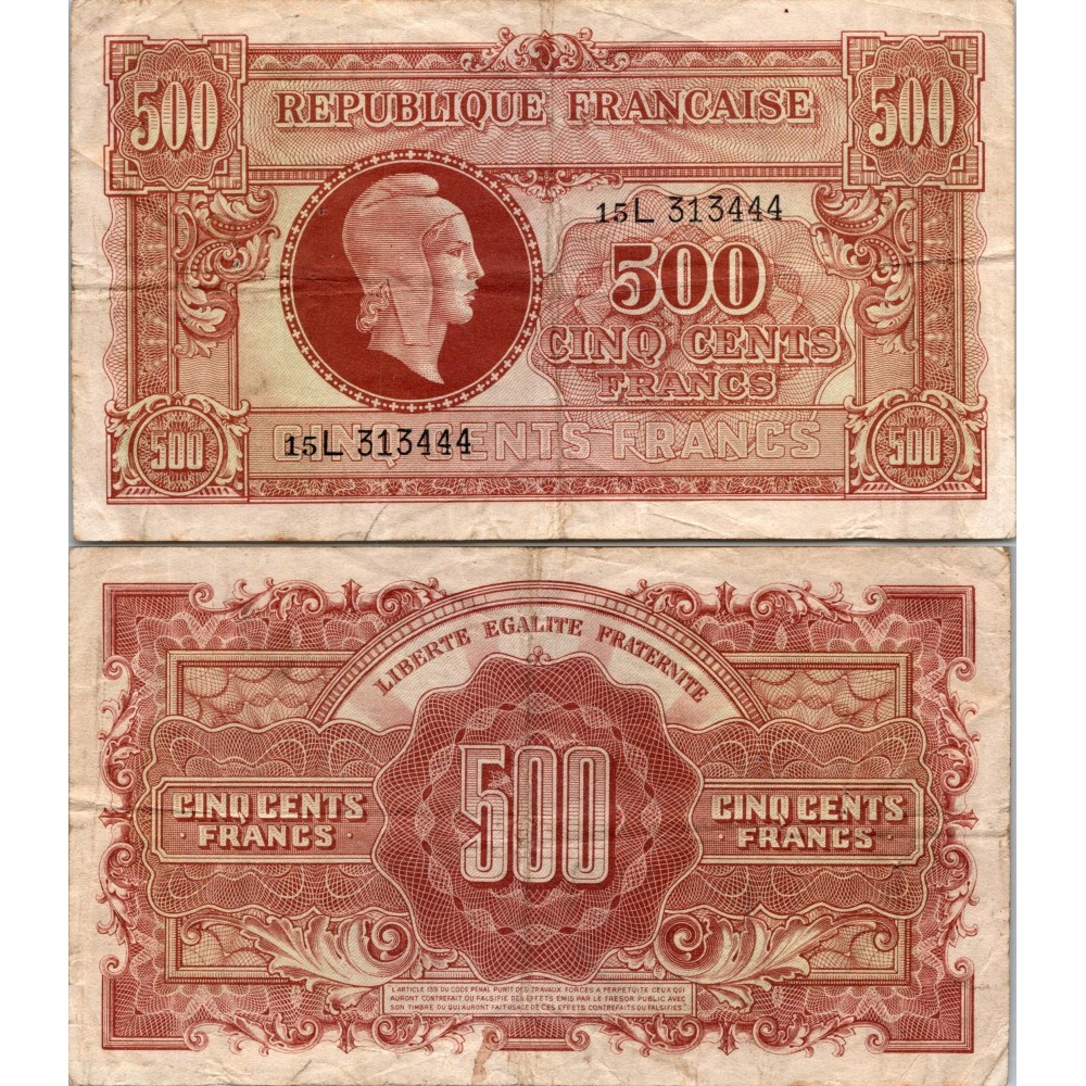 500 Francs Marianne Frabrication Anglaise -  - VF.11.01 - Alph 15L - TB