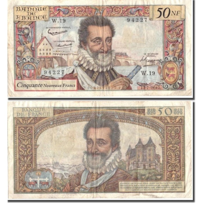 50 Nouveaux Francs Henri IV - 2/07/1959 - F.58.02 - Alph 19 - TB