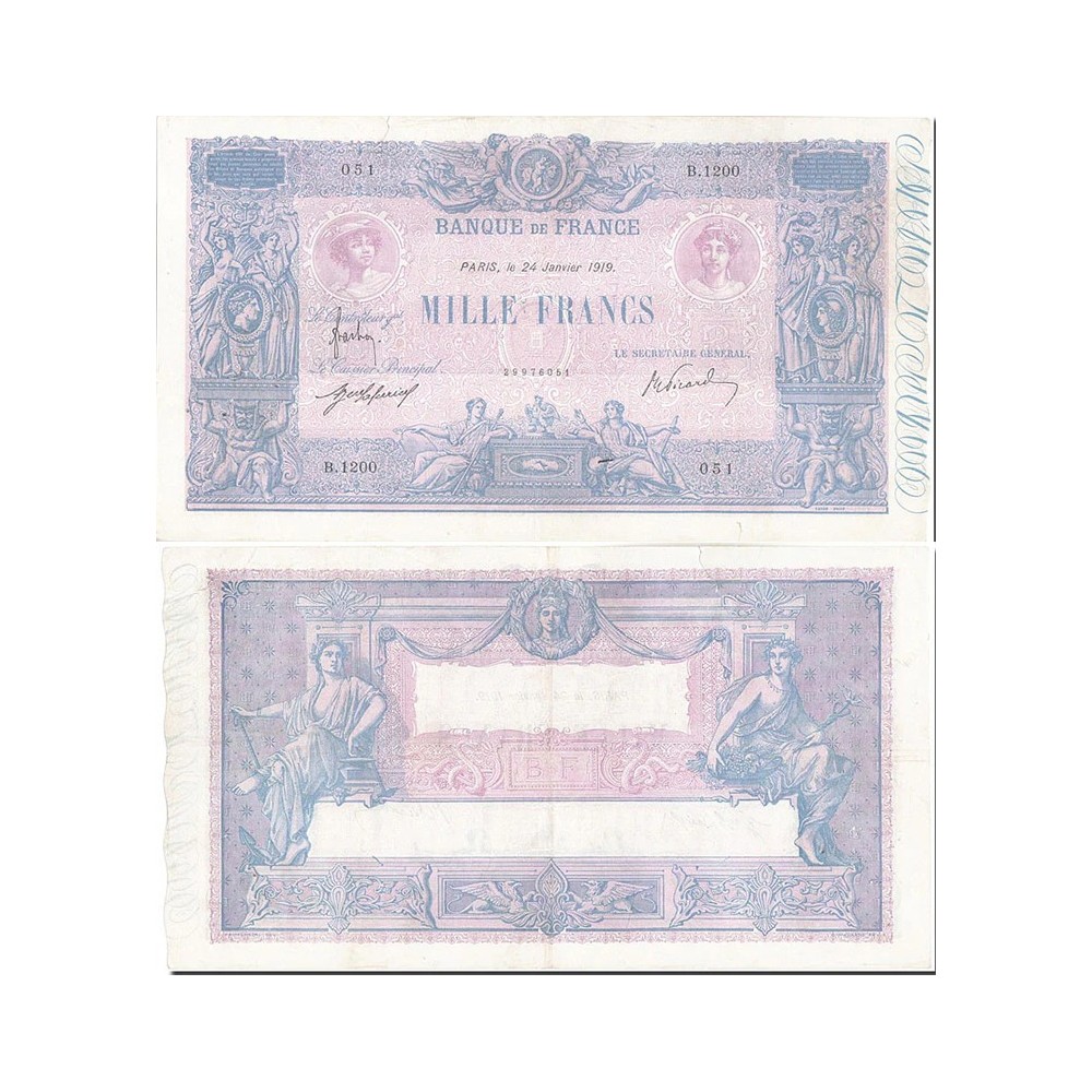 1000 Francs Bleu et Rose - 24/01/1919 - F.36.33 - Alph 1200 - TTB
