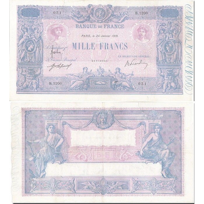 1000 Francs Bleu et Rose - 24/01/1919 - F.36.33 - Alph 1200 - TTB