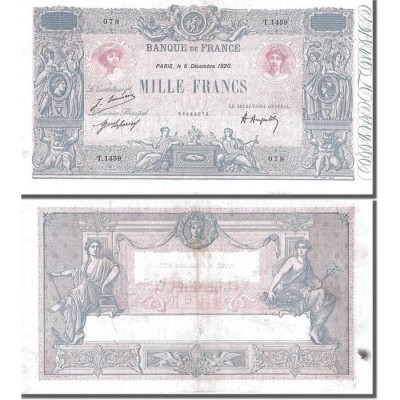 1000 Francs Bleu et Rose - 6/12/1920 - F.36.36 - Alph 1459 - TTB