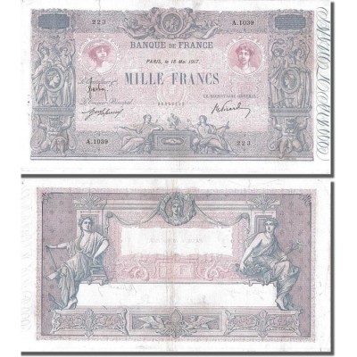 1000 Francs Bleu et Rose - 18/05/1917 - F.36.31 - Alph 1039 - TTB