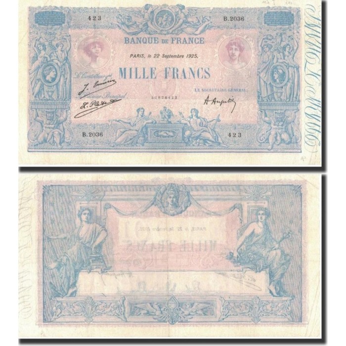 1000 Francs Bleu et Rose - 22/09/1825 - F.36.41 - Alph 2036 - TTB