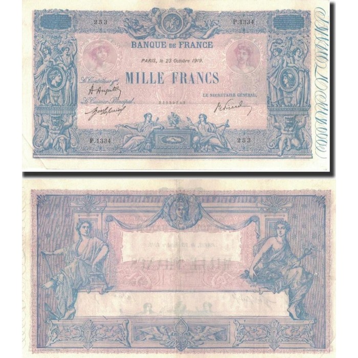 1000 Francs Bleu et Rose - 23/10/1919 - F.36.34 - Alph 1334 - TTB