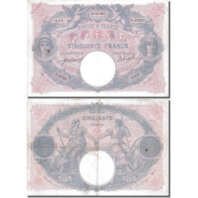 50 Francs Bleu et Rose - 13/11/1914 - F.14.27 - Alph 5725 - TB