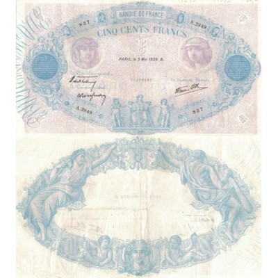 500 Francs Bleu et Rose - 5/05/1938 - F.31.10 - Alph 2849 - TB