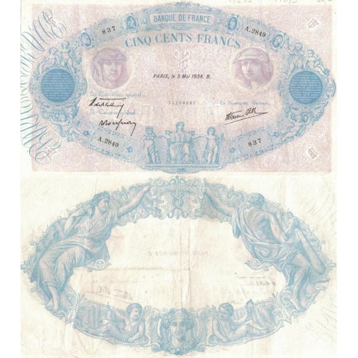 500 Francs Bleu et Rose - 5/05/1938 - F.31.10 - Alph 2849 - TB