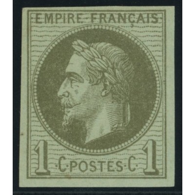 Napoléon III YT 7 - 1 c. vert-olive - Neuf x cote 105 euro