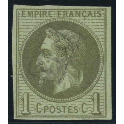 Napoléon III YT 7 - 1 c. vert-olive - Oblitere cote 105 euro