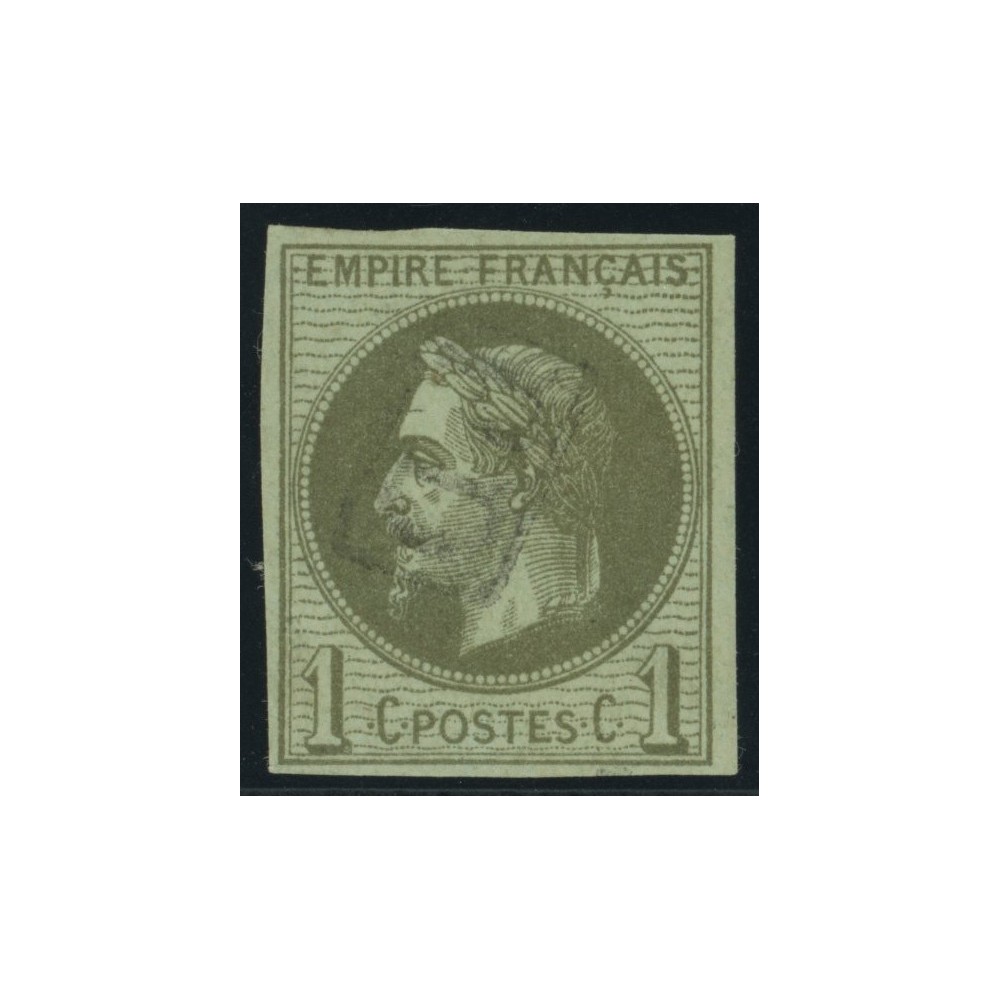 Napoléon III YT 7 - 1 c. vert-olive - Oblitere cote 105 euro