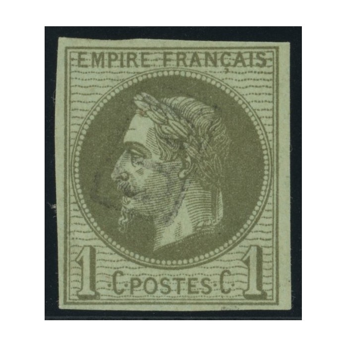 Napoléon III YT 7 - 1 c. vert-olive - Oblitere cote 105 euro