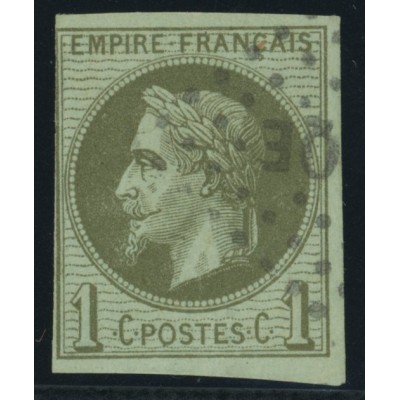 Napoléon III YT 7 - 1 c. vert-olive - Oblitere cote 105 euro