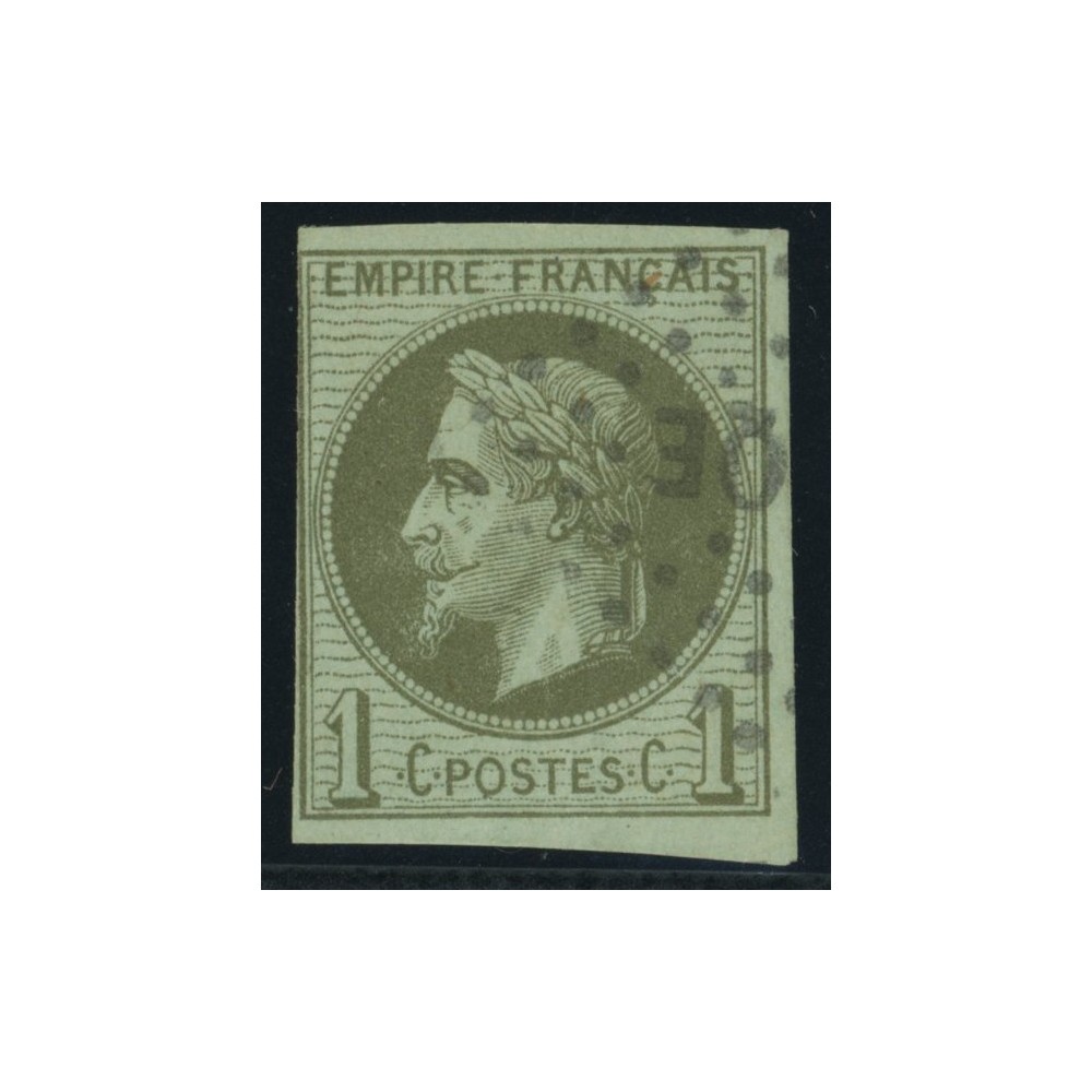 Napoléon III YT 7 - 1 c. vert-olive - Oblitere cote 105 euro