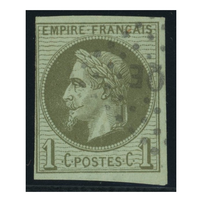 Napoléon III YT 7 - 1 c. vert-olive - Oblitere cote 105 euro