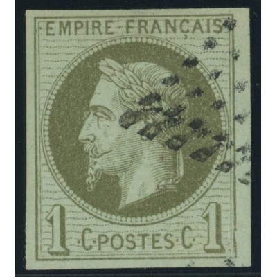 Napoléon III YT 7 - 1 c. vert-olive - Oblitere cote 105 euro
