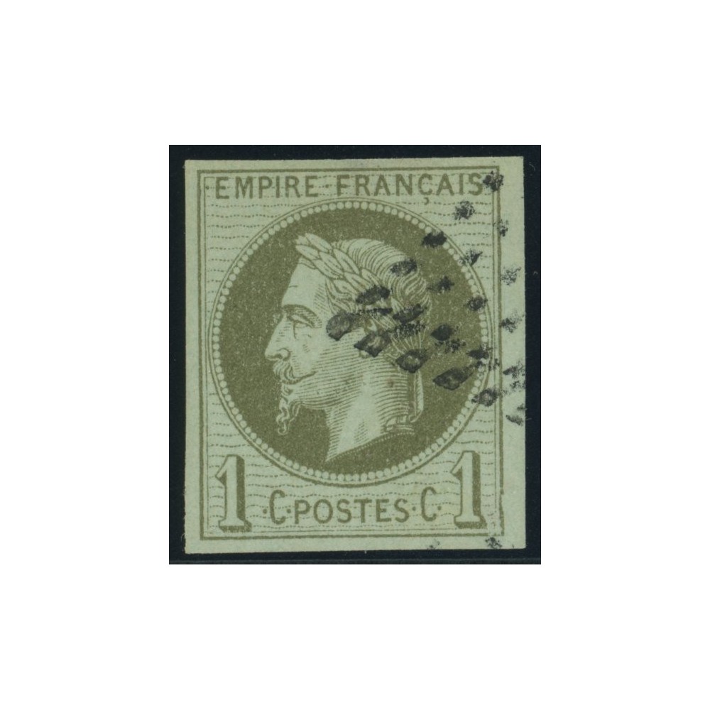 Napoléon III YT 7 - 1 c. vert-olive - Oblitere cote 105 euro