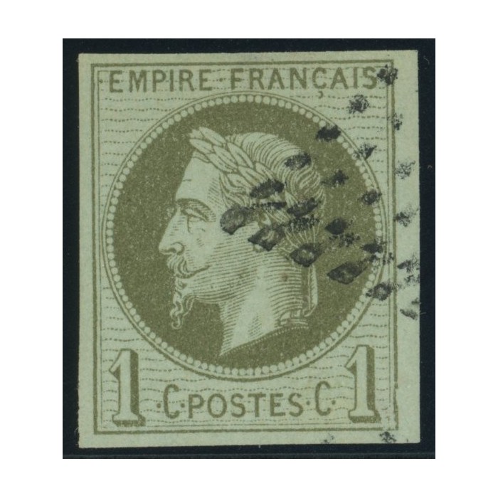 Napoléon III YT 7 - 1 c. vert-olive - Oblitere cote 105 euro