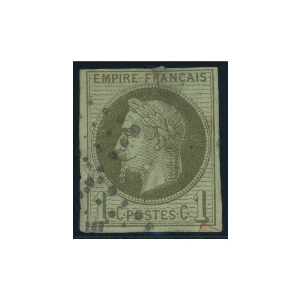 Napoléon III YT 7 - 1 c. vert-olive - Oblitere cote 105 euro