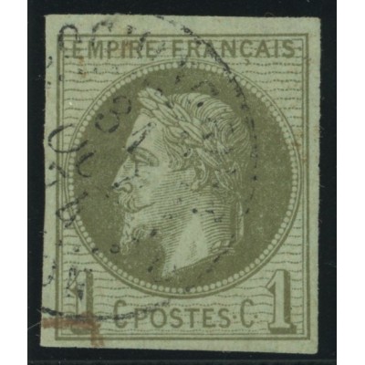 Napoléon III YT 7 - 1 c. vert-olive - Oblitere cote 105 euro