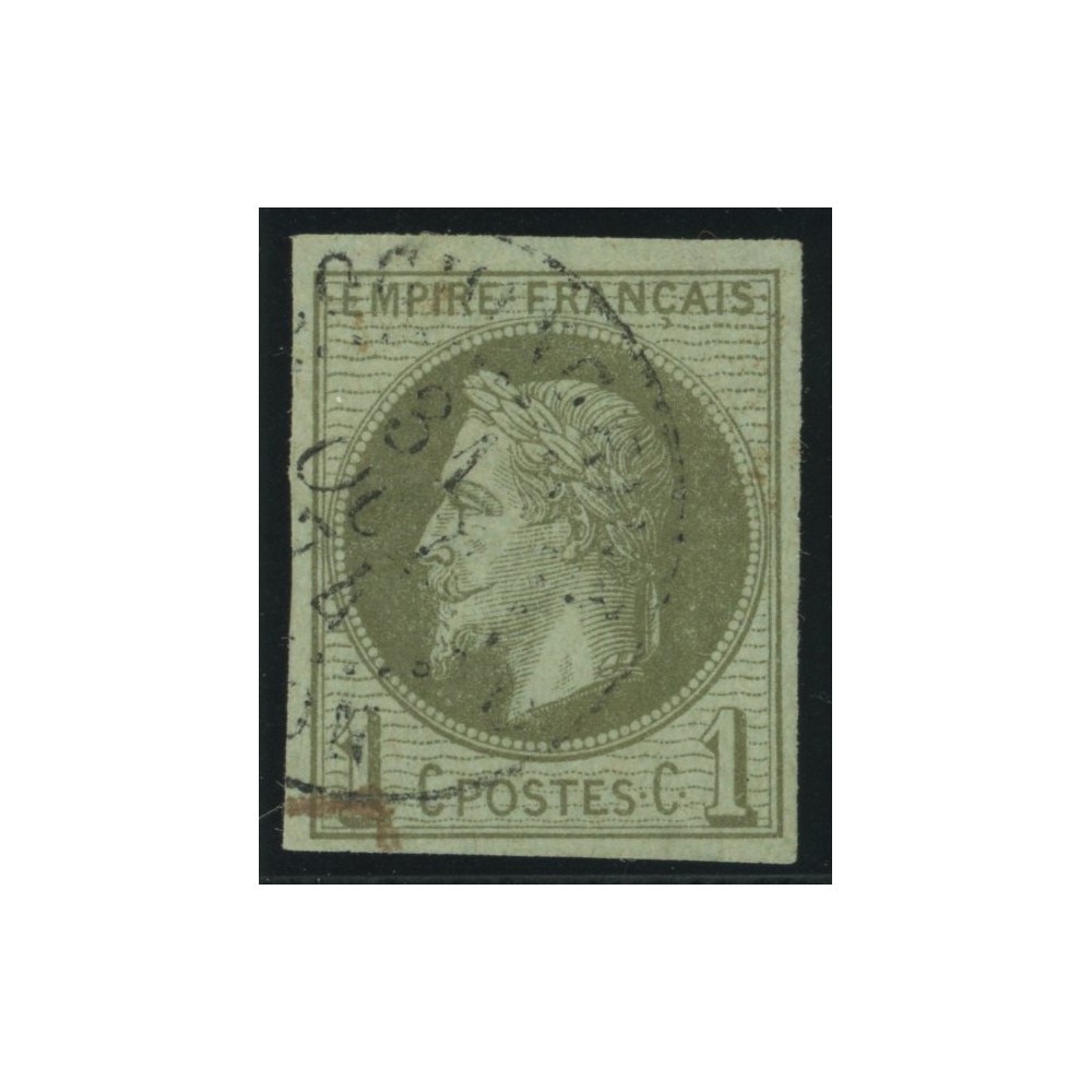 Napoléon III YT 7 - 1 c. vert-olive - Oblitere cote 105 euro