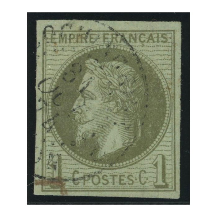 Napoléon III YT 7 - 1 c. vert-olive - Oblitere cote 105 euro