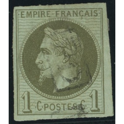 Napoléon III YT 7 - 1 c. vert-olive - Oblitere cote 105 euro