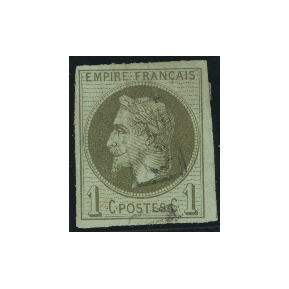 Napoléon III YT 7 - 1 c. vert-olive - Oblitere cote 105 euro