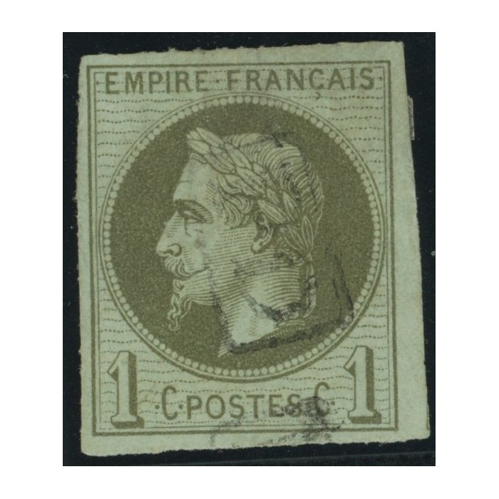 Napoléon III YT 7 - 1 c. vert-olive - Oblitere cote 105 euro