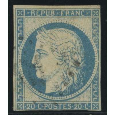 Céres YT 12 - 20 c. bleu - Oblitere cote 160 euro