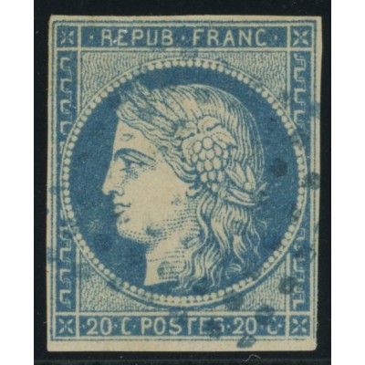 Céres YT 12 - 20 c. bleu - Oblitere cote 160 euro