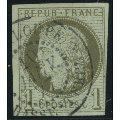 Céres YT 14 - 1 c. vert-olive - Oblitere cote 18 euro