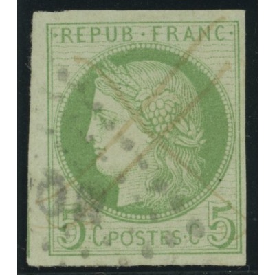 Céres YT 17 - 5 c. vert s. azuré - Oblitere cote 12 euro