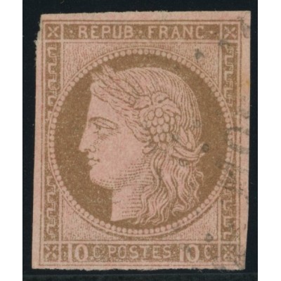 Céres YT 18 - 10 c. brun s. rose - Oblitere cote 18 euro