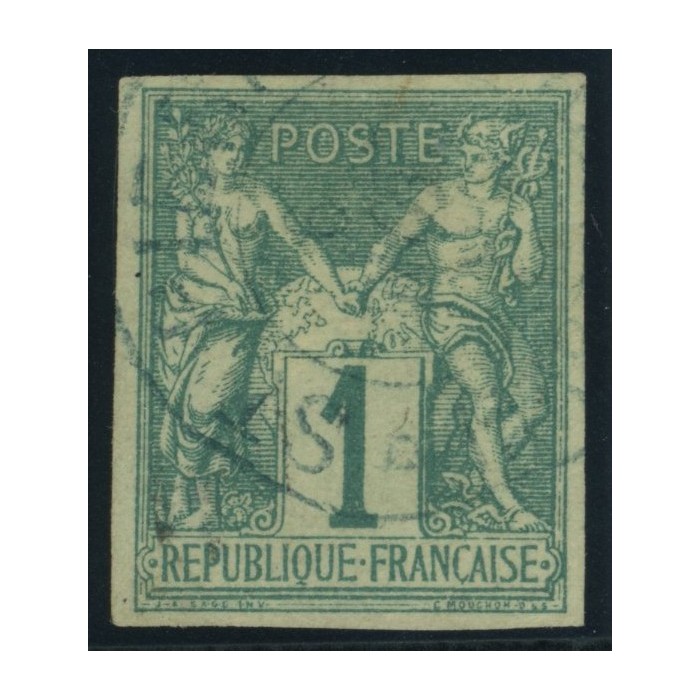 Sage Type I YT 24 - 1 c. vert - Oblitere cote 60 euro