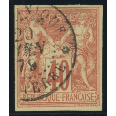 Sage Type I YT 27 - 40 c. rouge-orange - Oblitere cote 30 euro