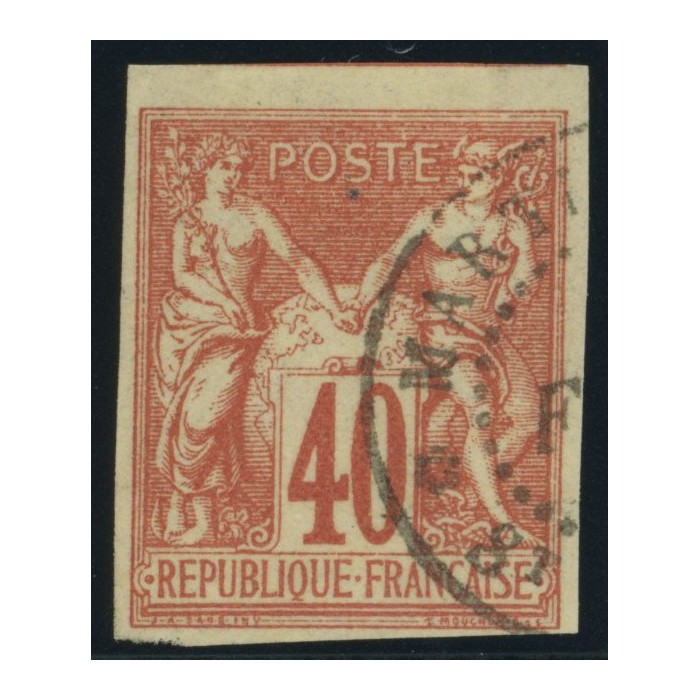 Sage Type I YT 27 - 40 c. rouge-orange - Oblitere cote 30 euro