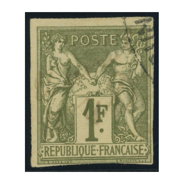 Sage Type I YT 29 - 1 f. olive - Oblitere cote 95 euro