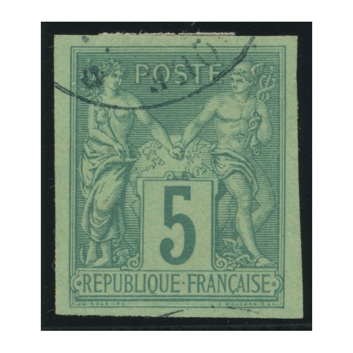 Sage Type II YT 31 - 5 c. vert - Oblitere cote 8 euro
