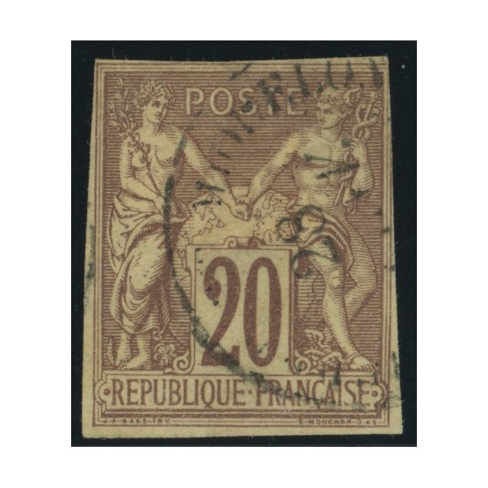 Sage Type II YT 34 - 20 c. brun-lilas - Oblitere cote 12 euro